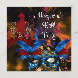 Masquerade Ball Party Maske Farbige Abstrakte Einladung