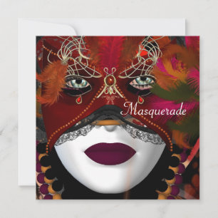 Masquerade Ball Party Maske Schwarz Rot 2 Einladung
