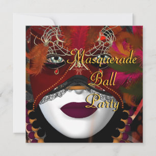 Masquerade Ball Party Maske Schwarz Rot 2 Einladung
