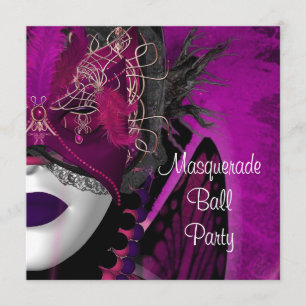 Masquerade Ball Party Maske Schwarzes Rosa Lila Mä Einladung