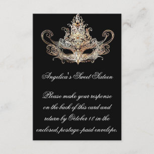 Masquerade Ball Response Card mit Essensauswahl RSVP Karte
