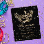 Masquerade Black Glitzer Maskenbudget Sweet 16<br><div class="desc">Sie suchen die perfekte und coole Sweet 16 Geburtstagsfeier? Holen Sie sich dieses trendige und moderne,  schicke und glamouröse 16 . Geburtstag mit einer handgezeichneten goldenen Glitzer Maskerade Maske mit vergoldeten Glitzer-Diamanten-Glitzern auf einem bearbeitbaren schwarzen Hintergrund mit goldenem Glitzer auf der Rückseite,  perfekt bezahlbares Low-Budget-Party .</div>