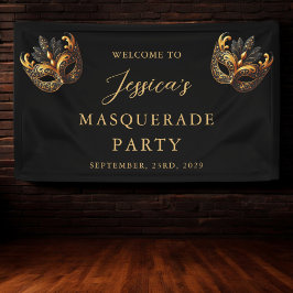 Masquerade Black Gold Geburtstag Willkommen Banner