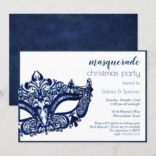 Masquerade Blue Mask Mardi Gras Weihnachts-Party Einladung