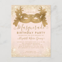 Masquerade Blush Pink Gold Glitzer Geburtstagspart