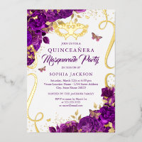 Masquerade Butterfly Gold Lila Quinceanera