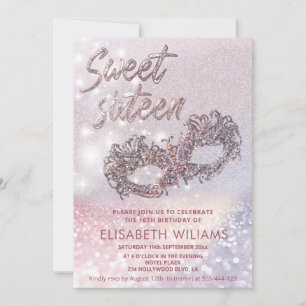 Masquerade charming glittery ombre invi einladung