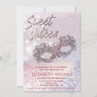 Masquerade charming glittery ombre invi einladung