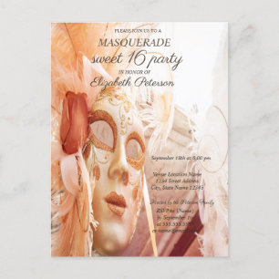 Masquerade Chic Masque Sweet 16 I Einladungspostkarte