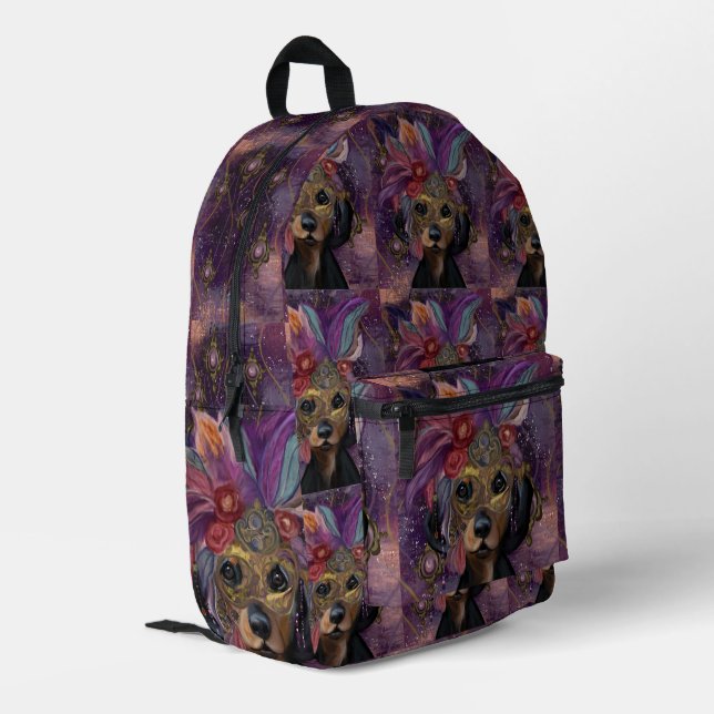 MASQUERADE DACKEL ART BEDRUCKTER RUCKSACK (Rückseitige Ecke links)