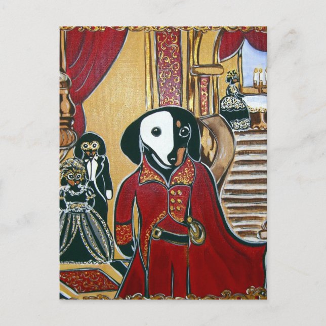 MASQUERADE-DACKEL POSTKARTE (Vorderseite)