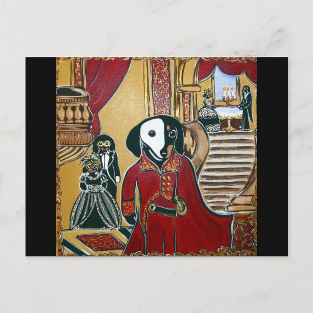 MASQUERADE-DACKEL POSTKARTE (Vorderseite)