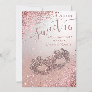 Masquerade Diamond Luxus Rose Gold süß 16 Einladung