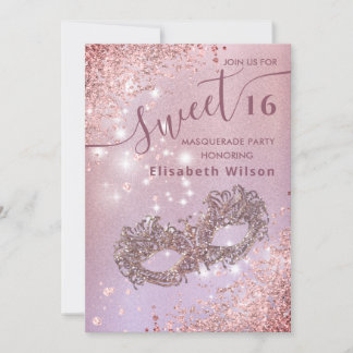 Masquerade Diamond Luxus Rose Gold süß 16 Einladung