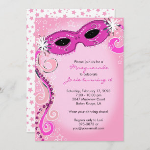 Masquerade Einladung: Rosa Sweet 16 Ball Einladung