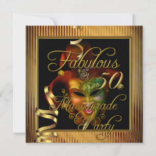 Masquerade Fabulous 50 Gold Black Birthday Party Einladung