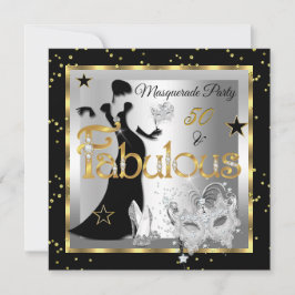 Masquerade Fabulous 50 Party Gold Silver Black Einladung