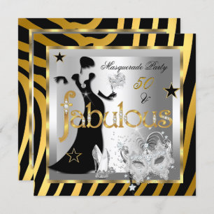 Masquerade Fabulous 50 Zebra Gold Silver Black 2 Einladung