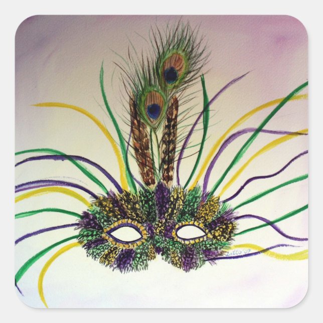 Masquerade Feather Mask Custom Siegel Sticker (Vorderseite)