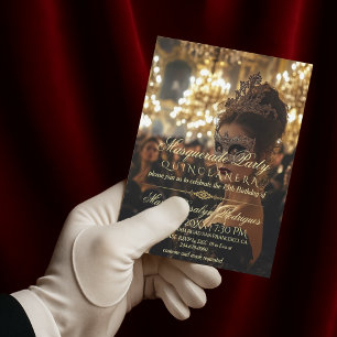 Masquerade Foto Quinceanera Einladung