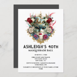 Masquerade Geburtstag Venezianische Damen Gesichts Einladung