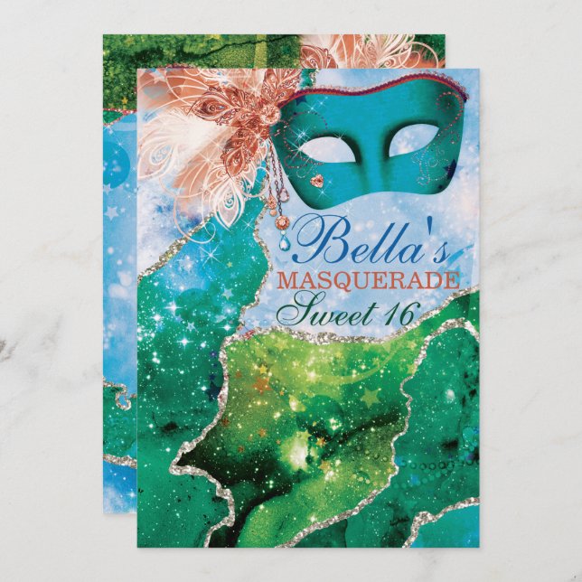 Masquerade Geburtstagsparty Einladungen (Vorne/Hinten)