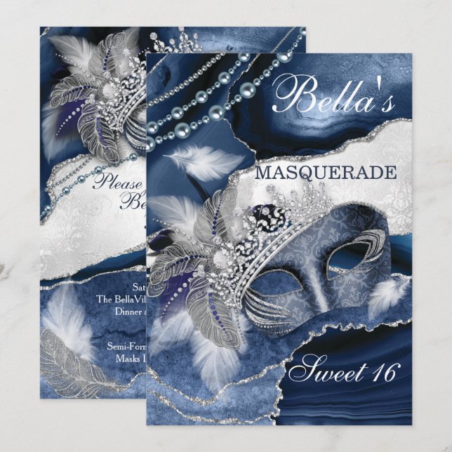Masquerade Geburtstagsparty Einladungen (Vorne/Hinten)
