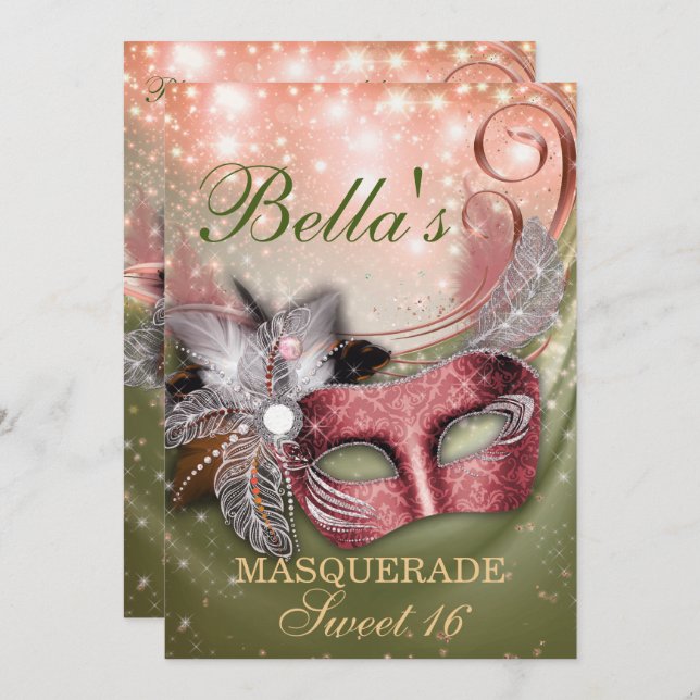 Masquerade Geburtstagsparty Einladungen (Vorne/Hinten)