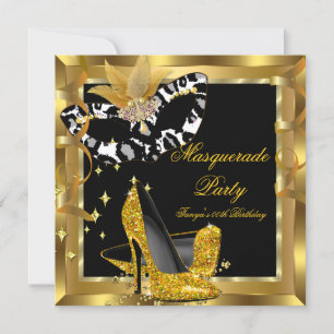 Masquerade Geburtstagsparty Maske Wilde Gold Heels Einladung