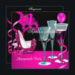 Masquerade Geburtstagsparty Pink Wine Stiletto Einladung<br><div class="desc">Masquerade Maske Geburtstagsparty Glitzer Hot Pink Shoe Hi Heelses Weinglas. High Heel Schuhe, Stiletto, Einladung Jeden Anlaß Party, "Mardi Gras" "Girls Night Out" Anpassen mit Ihren eigenen Details und Alter. Template für Sweet 16, 16., Quinceanera 15., 18., 20., 21., 30., 40., 50., 60., 70., 80., 90., 100., Fabulous product for...</div>
