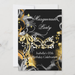 Masquerade Geburtstagsparty Wilde Maske Schwarzes Einladung