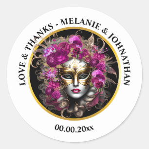 Masquerade Gesichtsmaske Lady Rose Blume Karneval Runder Aufkleber