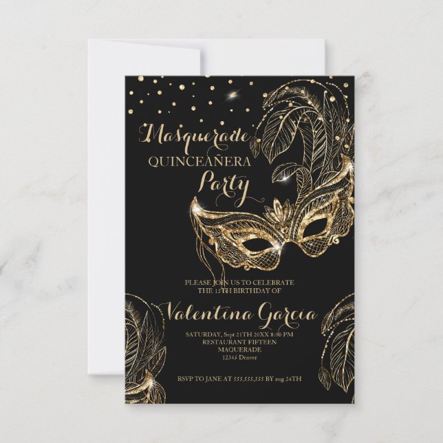 Masquerade Glitzer quinceanera Maske laden Save The Date (Vorderseite)