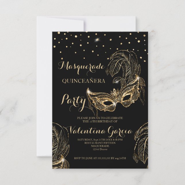 Masquerade Glitzer quinceanera Maske laden Save The Date (Vorderseite)