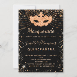 Masquerade Glitzer-Staub Quinceanera Einladung