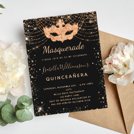 Masquerade Glitzer-Staub Quinceanera Einladungspostkarte