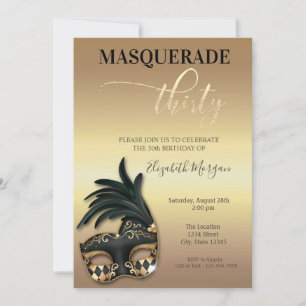 Masquerade Gold 30th Geburtstag  Einladung