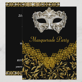 Masquerade Gold Black Hot Glamour Geburtstagsparty Einladung