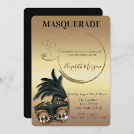 Masquerade Gold Glitzer 30. Geburtstag Einladung