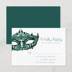 Masquerade Green Mask Lebhafter Emerald Mardi Gr RSVP Karte