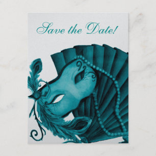 Masquerade in Aquamarin Save the Date