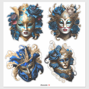 Masquerade Karneval Masken Masken blaues Gold Vene Aufkleber
