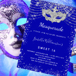 Masquerade königsblau silber Sweet 16 Party Luxus Einladung<br><div class="desc">Für eine elegante Masquerade,  Sweet 16,  16. Geburtstag. Ein königlich blauer Hintergrund. Dekoriert mit Imitaten silbernen Glitzer Staub und eine Maskerade Maske. Personalisieren und fügen Sie Namen,  Alter und Party Details hinzu. Der Name wird mit einem handgeschriebenen Stilskript geschrieben</div>