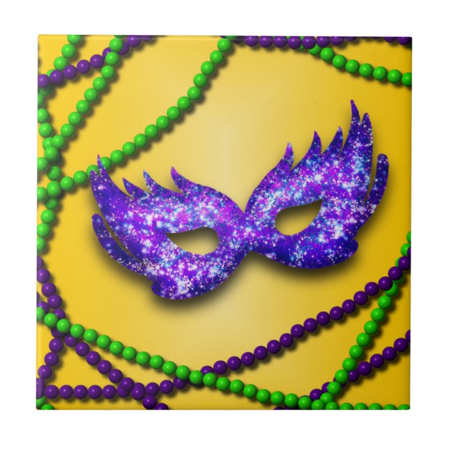 Masquerade Lila Mask Fliese (Vorderseite)