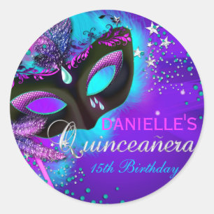 Masquerade Lila und Aquamarin Sticker für Quincean