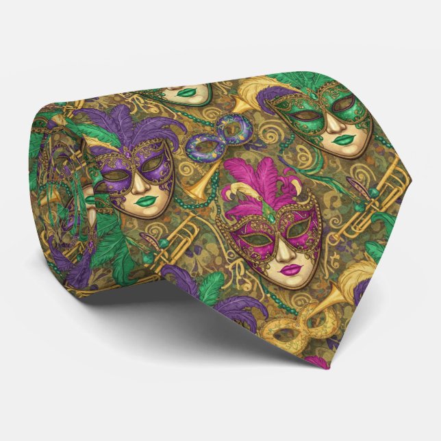 Masquerade Majesty Mardi Gras Krawatte (Gerollt)