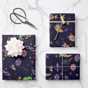 Masquerade Mardi Gras Geschenkpapier Set