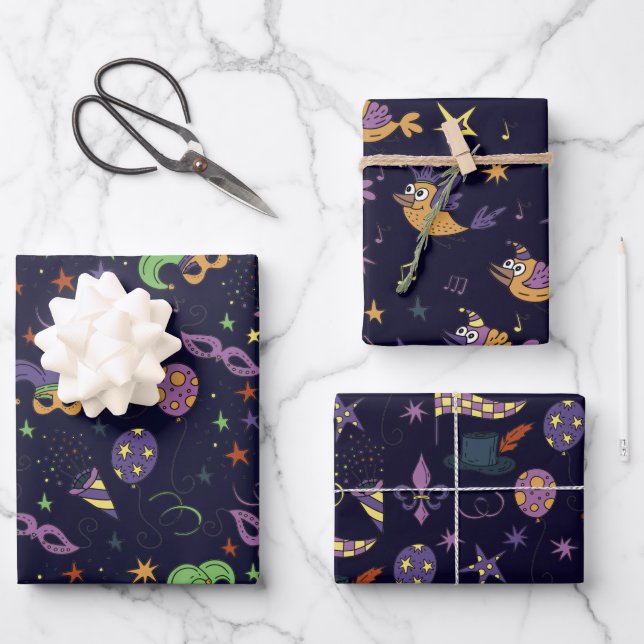 Masquerade Mardi Gras Geschenkpapier Set (Vorderseite)