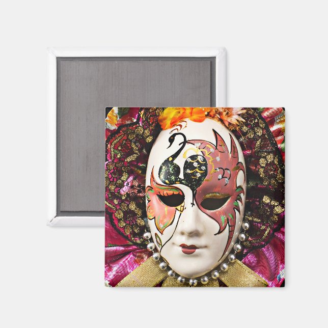Masquerade, Mardi Gras, Karnevalsmaske Magnet (Vorderseite/Rückseite)