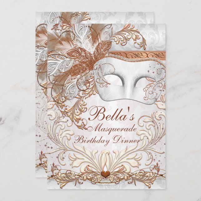 Masquerade Mardi Gras Party Einladung (Vorne/Hinten)